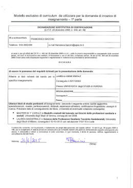 CV - Universit&agrave; degli Studi di Verona