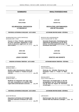sommario inhaltsverzeichnis - Regione Autonoma Trentino