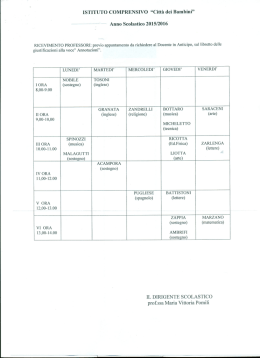 Orario ricevimento Professori scuola sec. di 1&deg; grado a.s. 2015/2016