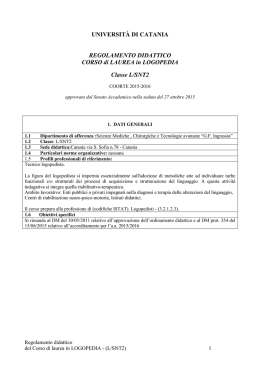 L_SNT2 Logopedia - Universit&agrave; degli Studi di Catania