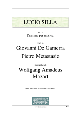Lucio Silla - Libretti d`opera italiani