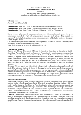 Letteratura italiana corso avanzato (6/9 cfu, F-Z)