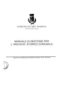 MANUALE DI GESTIONE PER L` ARCHIVIO STORICO COMUNALE
