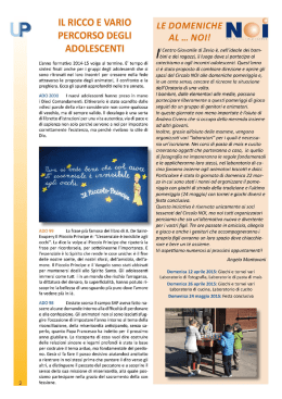 IL RICCO E VARIO PERCORSO DEGLI ADOLESCENTI