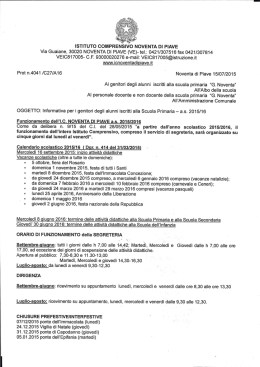 Informativa per i genitori degli alunni iscritti alla Scuola Primaria a.s.