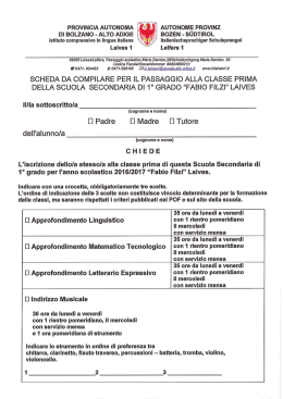 Scheda da compilare per il passaggio dalle elementari alle medie