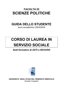 Guida dello Studente - Facoltà di Scienze Politiche