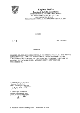 Decreto del Commissario ad acta n. 77 del 31 dicembre 2012