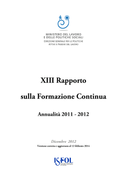 XIII Rapporto sulla Formazione Continua anno 2011