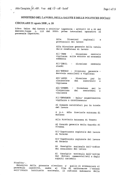 CIRCOLARE 21 agosto 2008 , u. 20