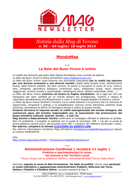 Newsletter Mag Verona n 95 - 04 luglio 2014 / 18 luglio2014