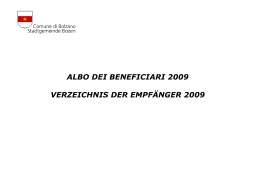 ALBO DEI BENEFICIARI 2009 VERZEICHNIS DER EMPFÄNGER