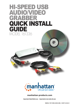 hi-speed usb audio/video grabber quick install guide