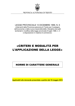 Testo coordinato criteri generali 18 maggio 2015