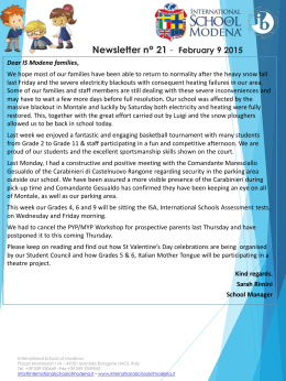Newsletter n° 21 - February 9 2015