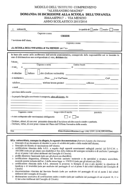iscrizioni infanzia 2015.2016 - Istituto Comprensivo Alessandro Magno