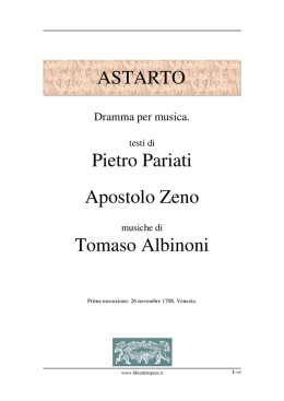 ASTARTO Pietro Pariati Apostolo Zeno Tomaso Albinoni