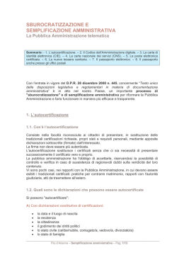 sburocratizzazione e semplificazione amministrativa