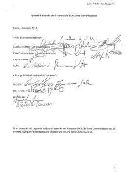 w N ?M&icirc;"t % kANAW ipotesi di accordo per il rinnovo dei CCNL Area