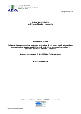 Disciplinare di gara per la fornitura di n. 2 mezzi
