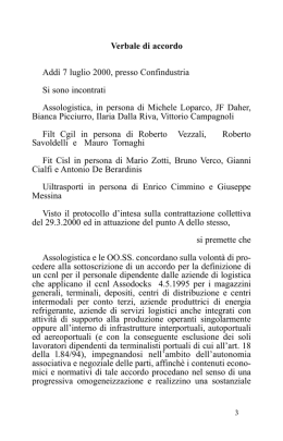 Verbale di accordo Add&igrave; 7 luglio 2000, presso