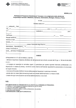 "A" Richiesta frequenza per volontari