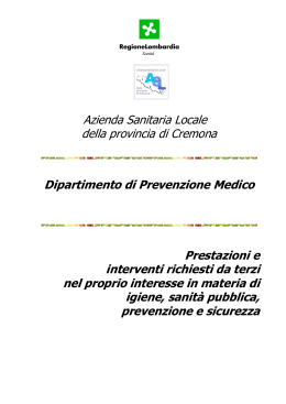 Azienda Sanitaria Locale della provincia di Cremona Dipartimento