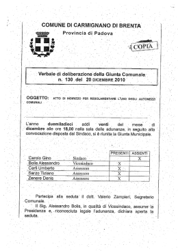 Delibera n. 130 del 20 dicembre 2010