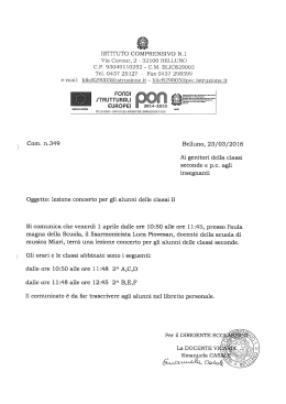 Com. n. 349 – Lezione concerto per gli alunni delle classi II