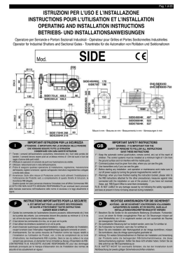 Mod. ISTRUZIONI PER L`USO E L`INSTALLAZIONE