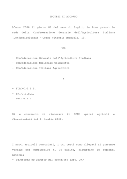 IPOTESI DI ACCORDO L`anno 2006 il giorno 06 del