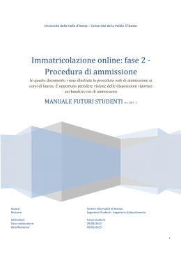 Presentazione domanda di ammissione al test