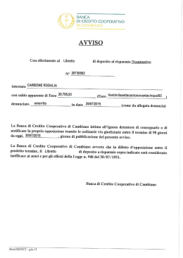 BANCA «w A DECREDITO COOPERATIVO