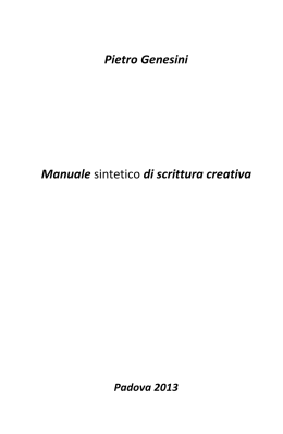 Pietro Genesini Manuale sintetico di scrittura creativa