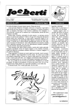 Joe Berti anno 1, numero 1 - Liceo Classico V. Gioberti