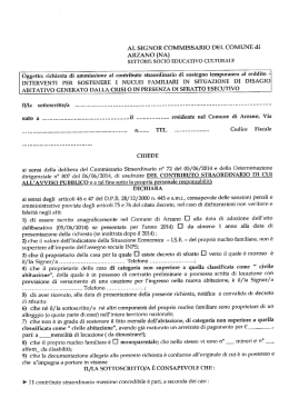 Modulo richiesta di ammissione al contributo straordinario di