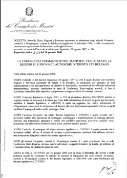 Accordo in Conferenza Stato/Regioni e Province