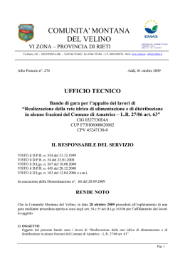 Scarica il Bando - Comunit&agrave; Montana del Velino