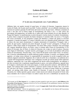 Lettera di Giuda - E` in atto una crisi pastorale