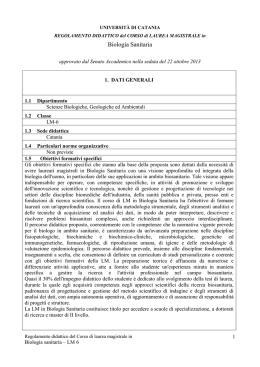 LM 6 Biologia sanitaria - Universit&agrave; degli Studi di Catania