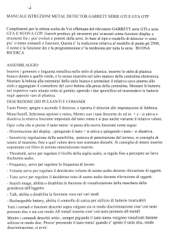 QUI - Manuale istruzioni GARRET GTI 2500 in italiano
