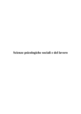 Scienze psicologiche sociali e del lavoro