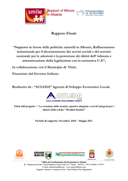 Supporto in favore delle politiche minorili in Albania