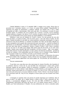 NOTIZIE Grotowski 2009 Claudio Meldolesi &egrave; morto