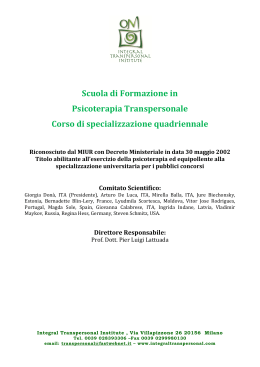 Ordinamento Didattico - Integral Transpersonal Institute