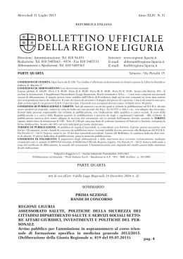 Bollettino ufficiale della Regione Liguria n.31 del 31 luglio 2013