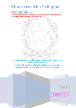 IV release 2009 - Ministero dello Sviluppo Economico