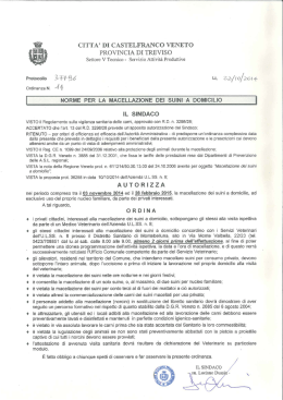 Ordinanza per Norme macellazione suini a domicilio