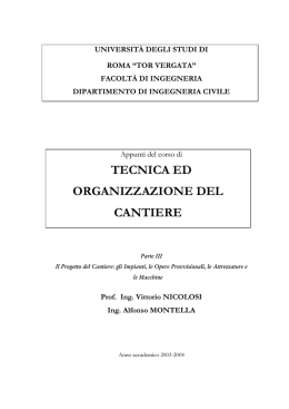 tecnica ed organizzazione del cantiere