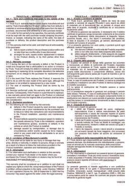 THULE SoA - WARRANTY CERTIFICATE Art. 1